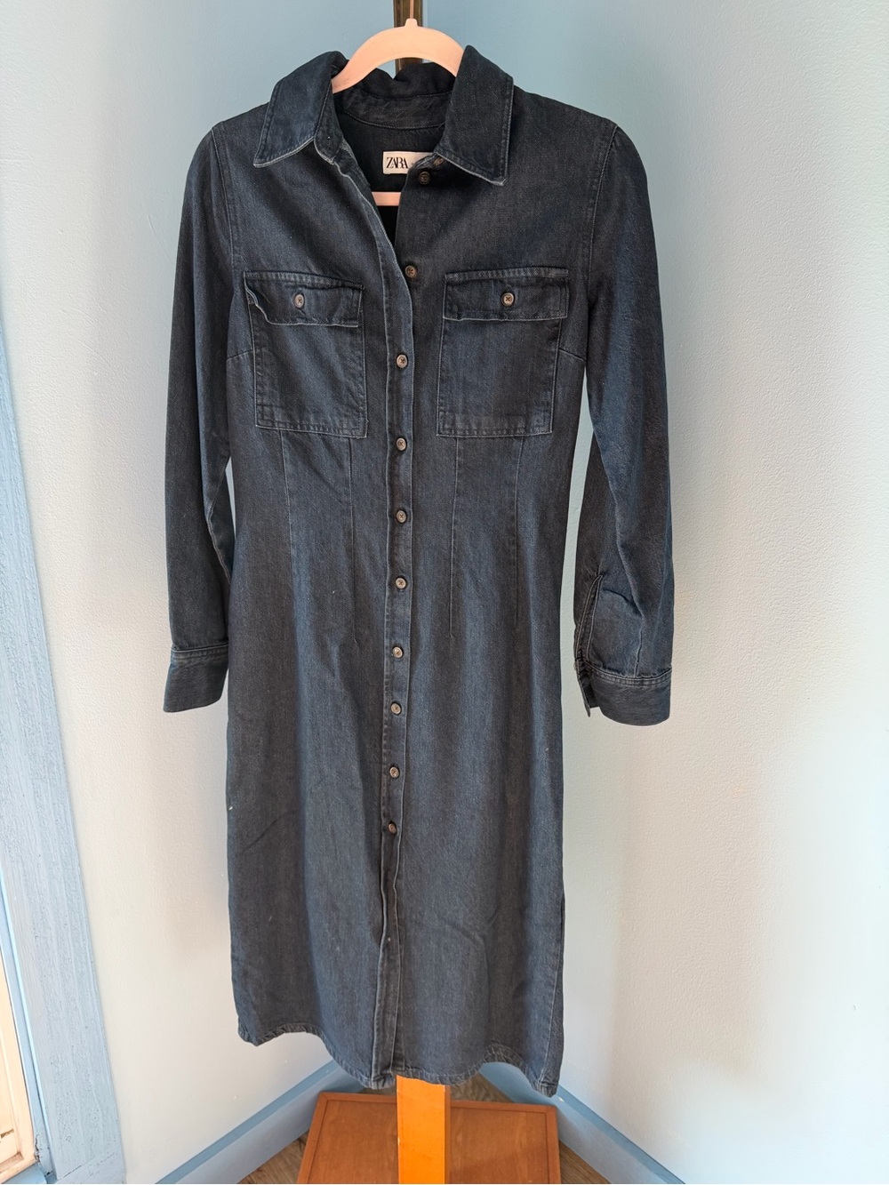 Zara  maxi  button down Denim Shirt Dress